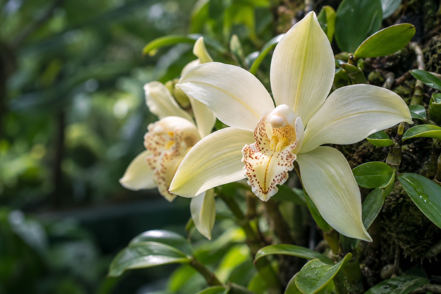 Close view of a pale orchid